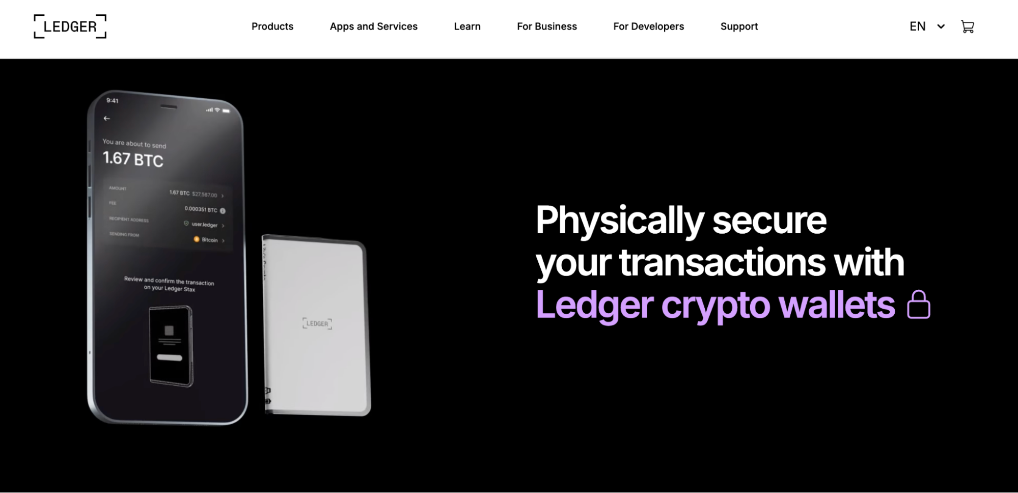 الموقع الرسمي لـ Ledger Nano S Plus. مصدر الصورة: Ledger.