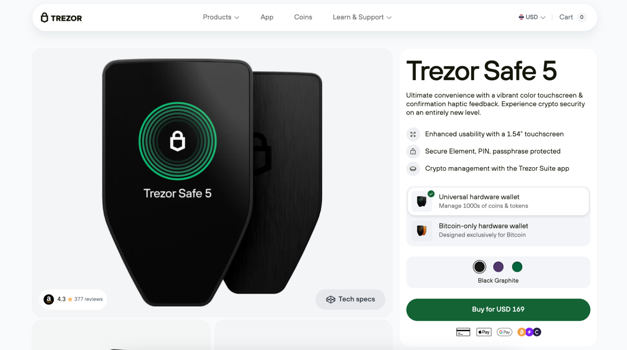 الموقع الرسمي لـ Trezor Safe 5. مصدر الصورة: Trezor.