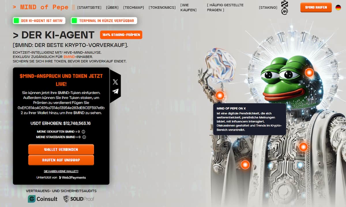 Neue Kryptowährung Mind of pepe