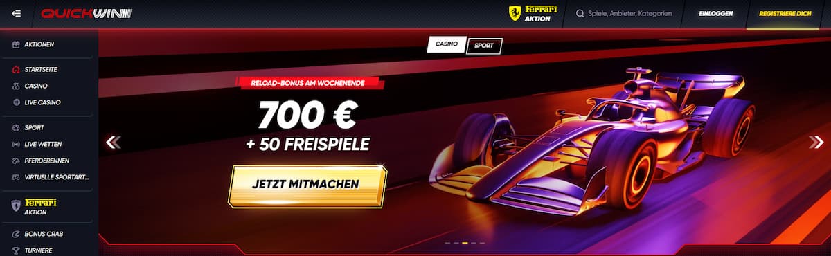 QuickWin Casino – VIP-Programm mit Ferrari Gewinnchance