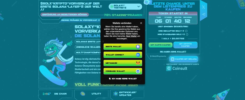 Wallet verbinden & Betrag eingeben