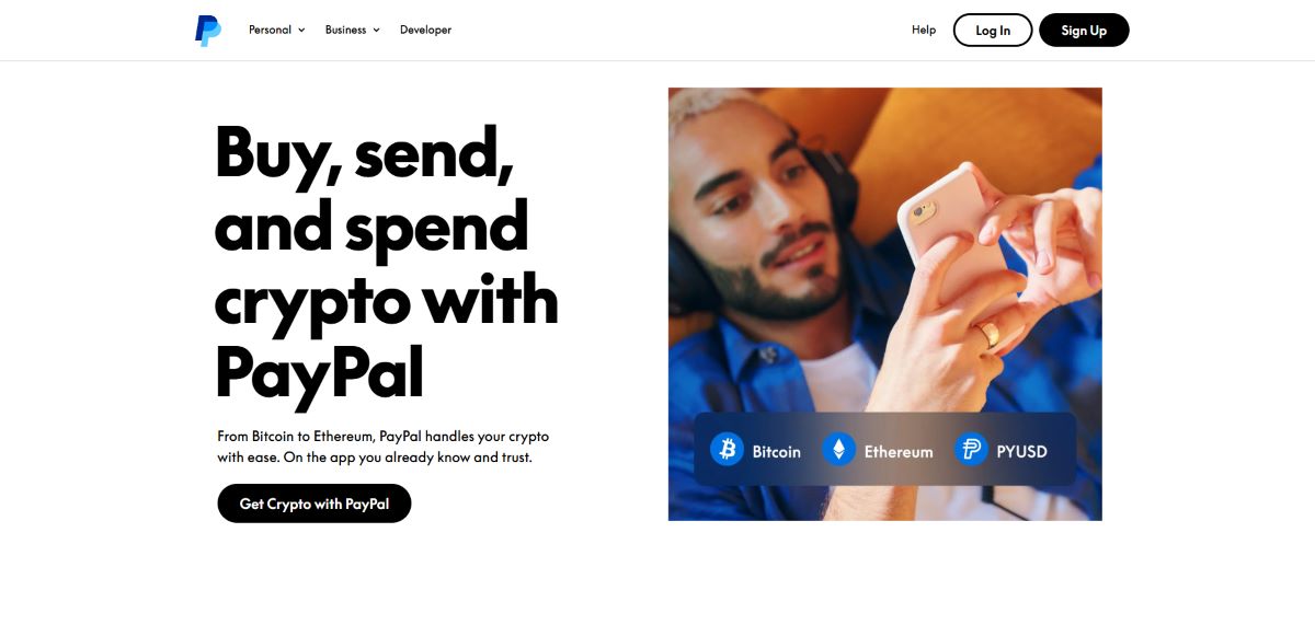 PayPal selbst (Krypto-Tab)