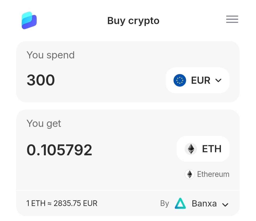 Wallet mit Krypto aufladen