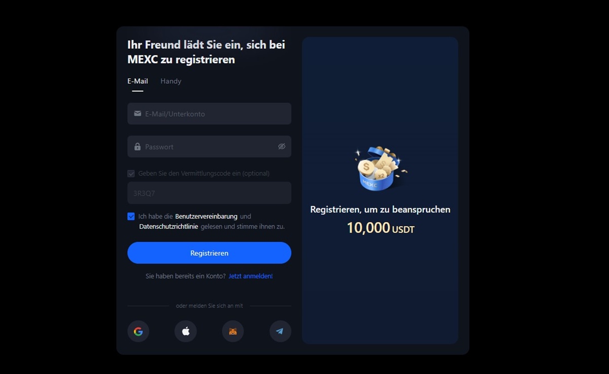 MEXC Registrierung