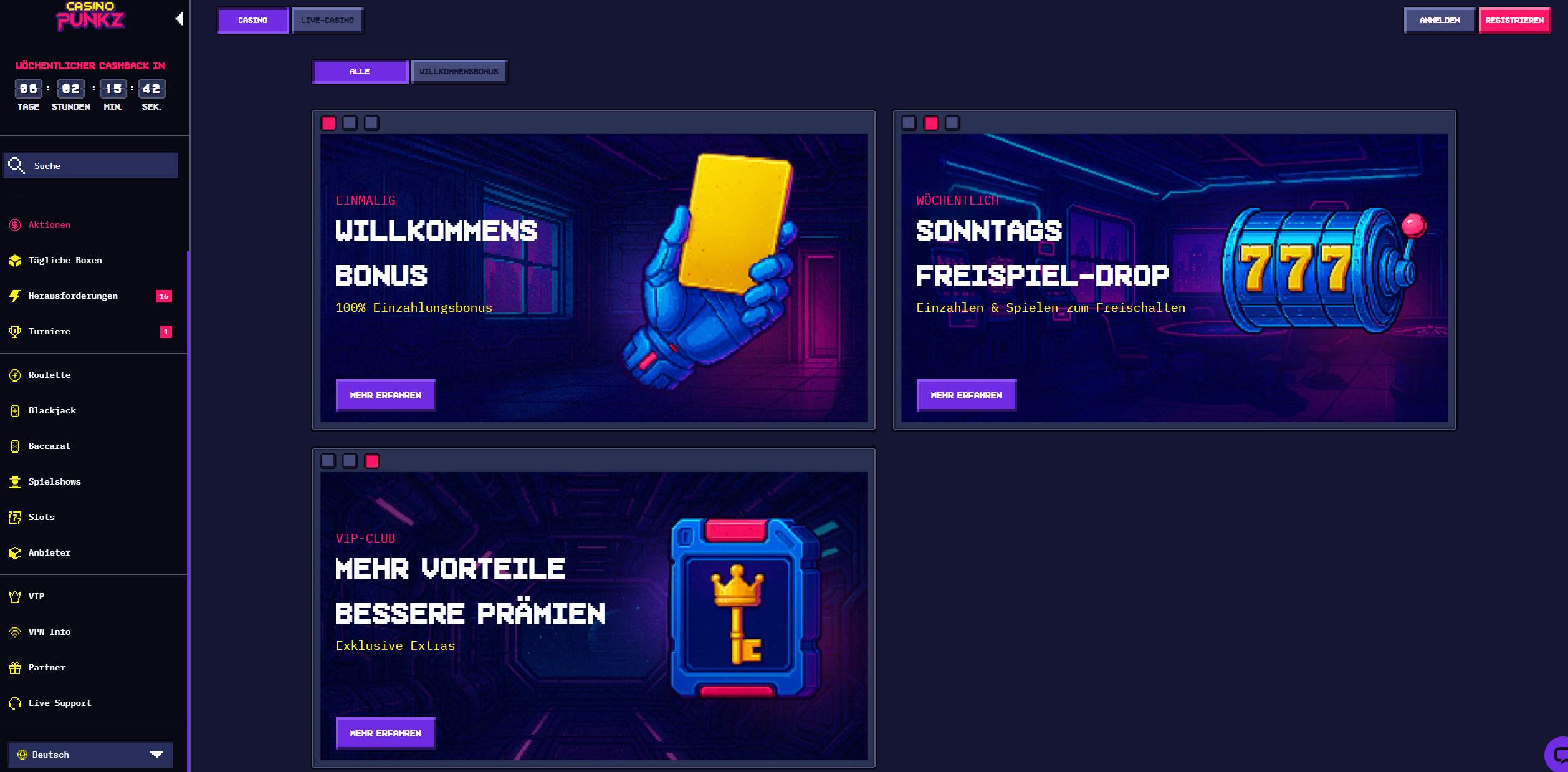 casinopunkz homepage