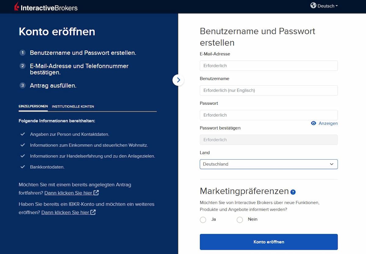 Broker-Konto eröffnen