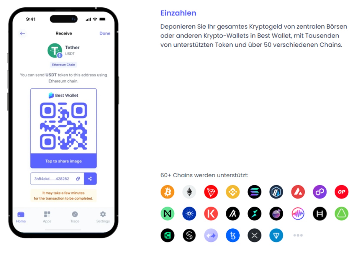 Fiat oder Krypto einzahlen