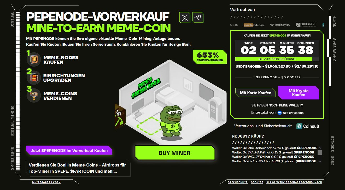 pepenode die offizielle Krypto Website des Tokens