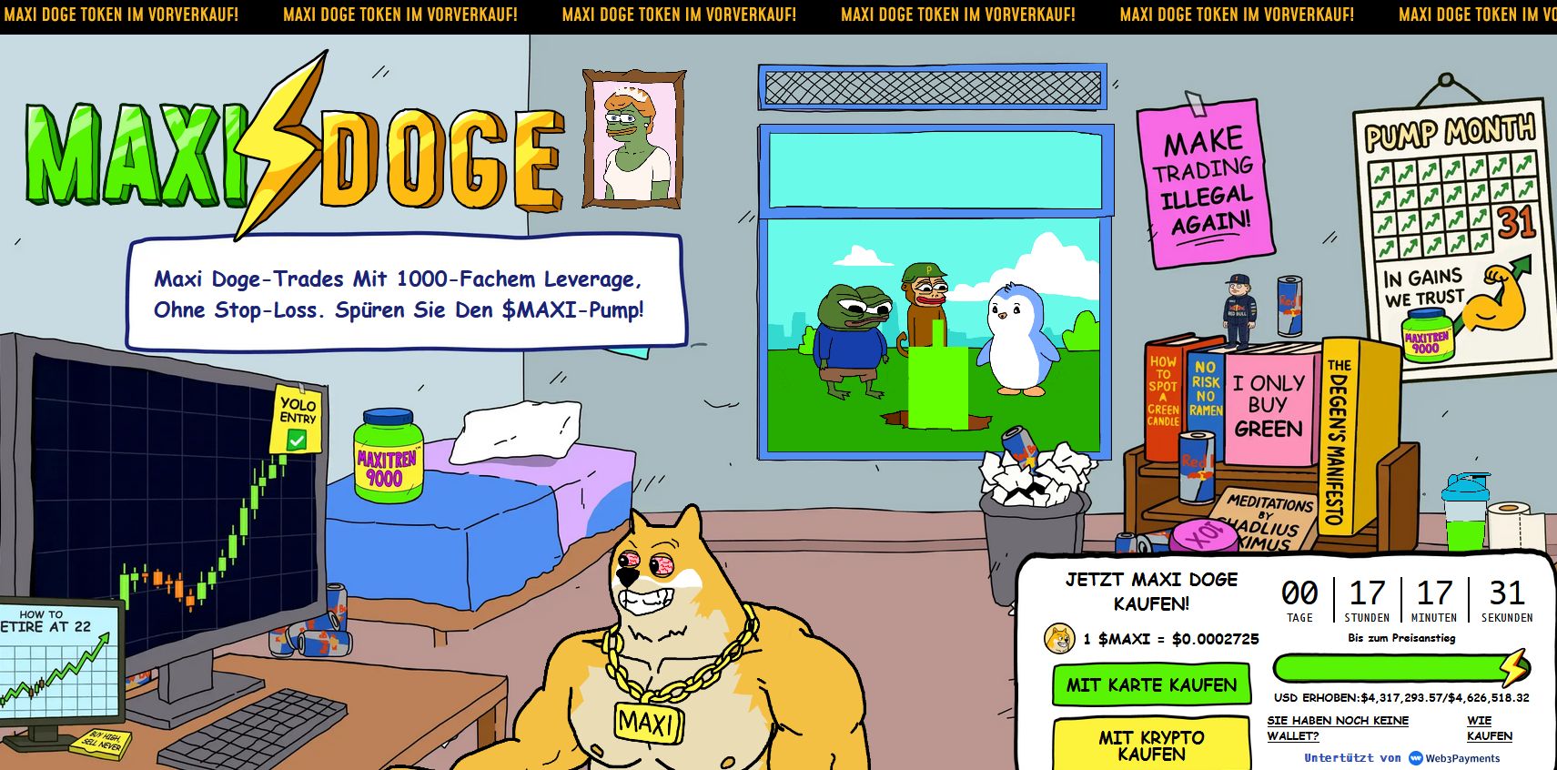 MaxiDoge Presale auf der offiziellen Website