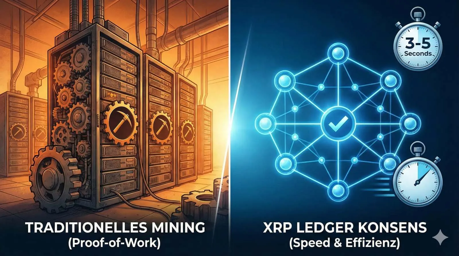 Ein modernes Hardware-Wallet mit dem XRP-Logo, das auf einem Schreibtisch liegt, mit einer futuristischen Stadt im Hintergrund als Symbol für die Zukunft.