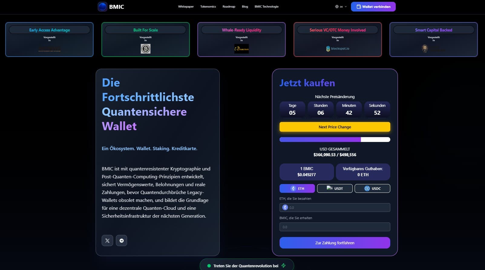 BMIC KAUFEN PRESALE PAGE WALLET VERBINDEN