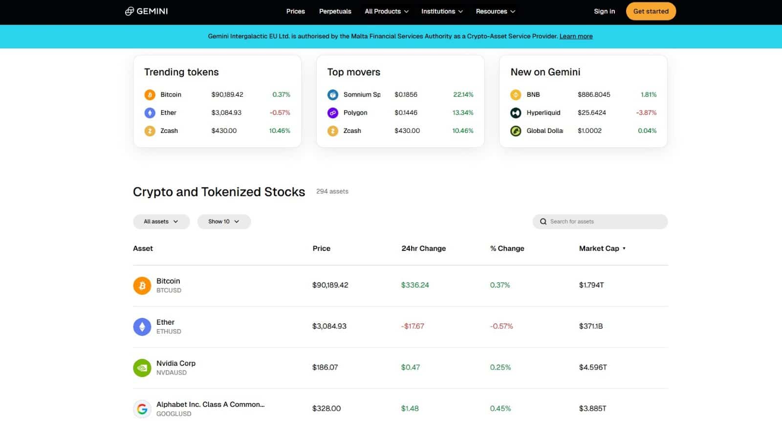 Gemini krypto exchange kurs seite