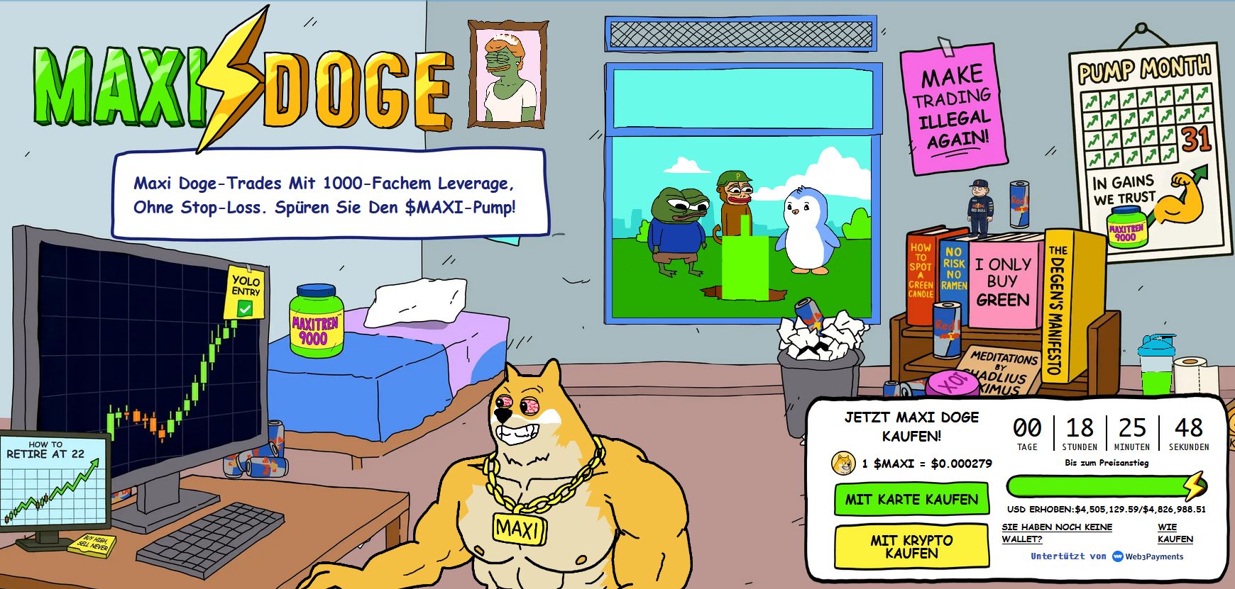 MaxiDoge auf der Offiziellen Presale Webseite im Internet