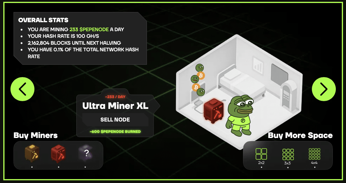 Pepenode Presale tokenomics ULTRA MINER XL