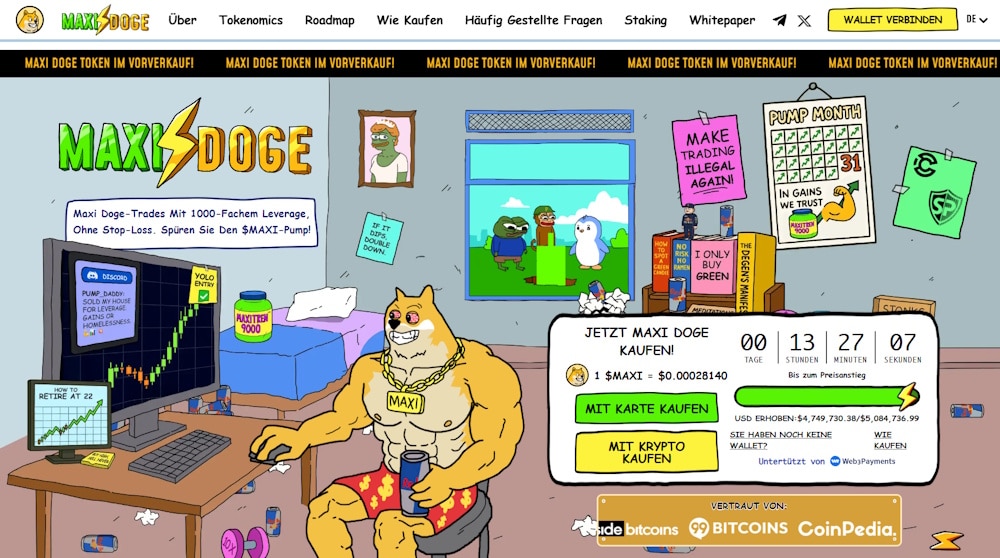 Maxi Doge Presale Seite besuchen