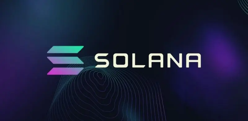 Solana logo in a stylized design with a dark gradient background.