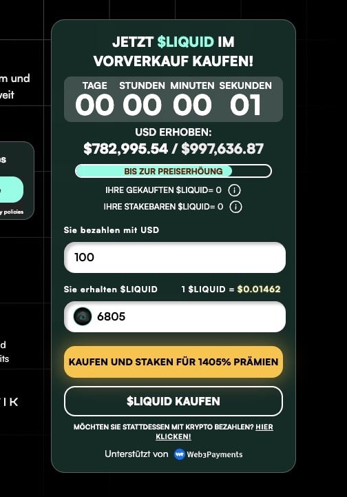 LiquidChain Zahlungsmethode auswählen