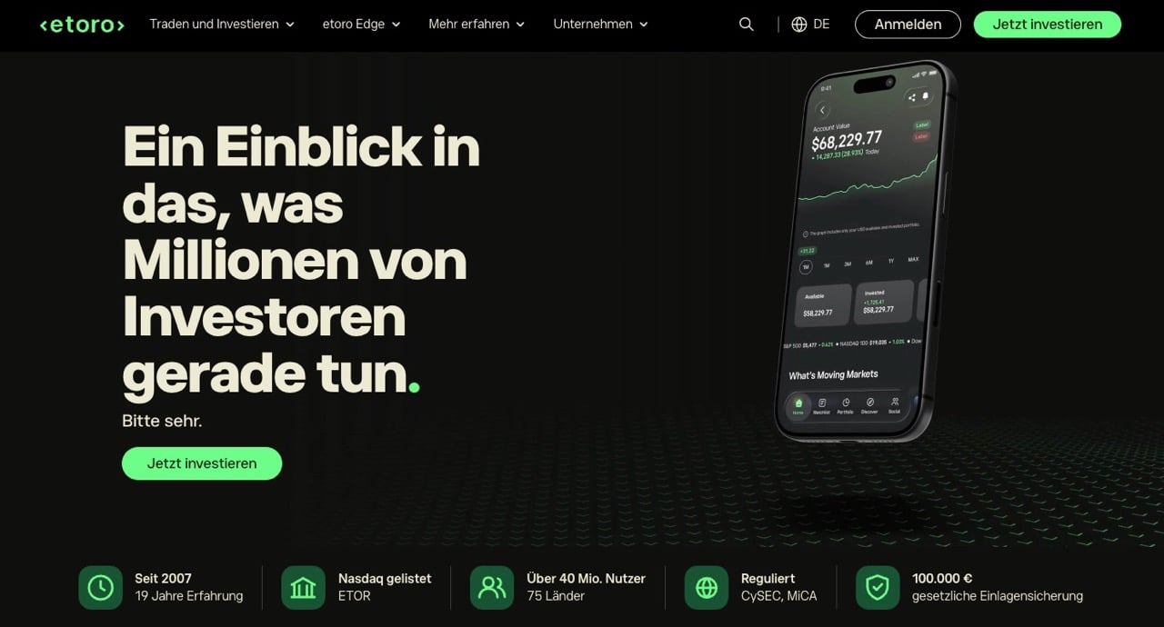 eToro Startseite neu