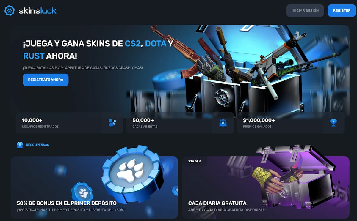 página principal de skinsluck