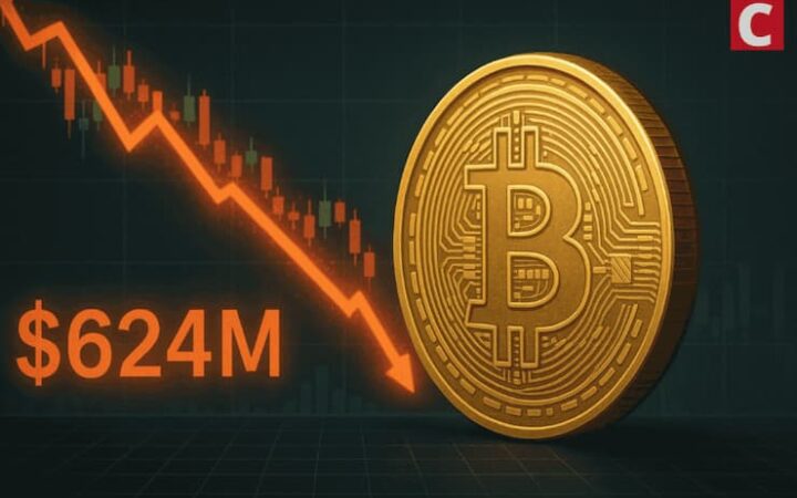 Liquidaciones en cripto alcanzan $624 millones por caída de Bitcoin