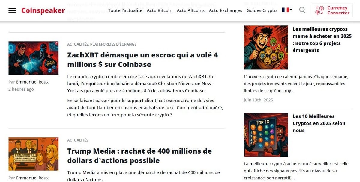 Coinspeaker actu
