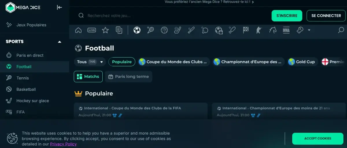 Site paris crypto megadice homepage