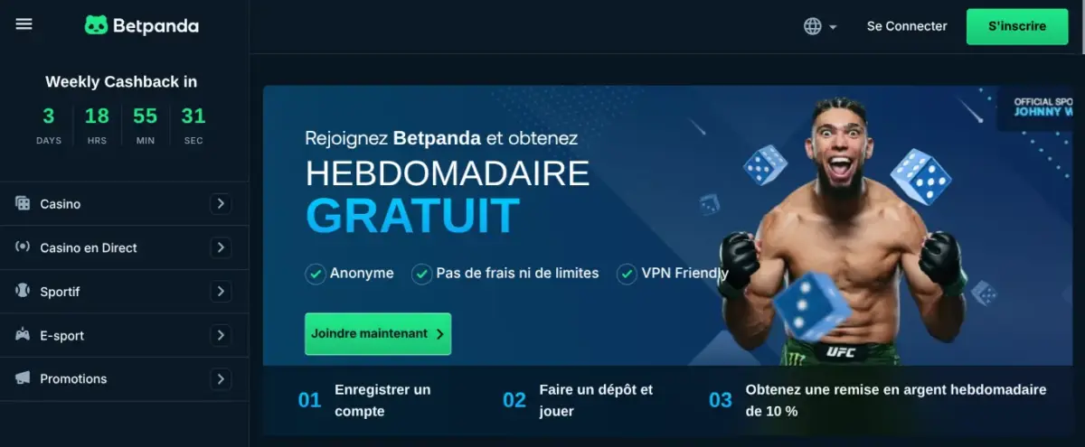 Site de paris sportif crypto Betpanda homepage
