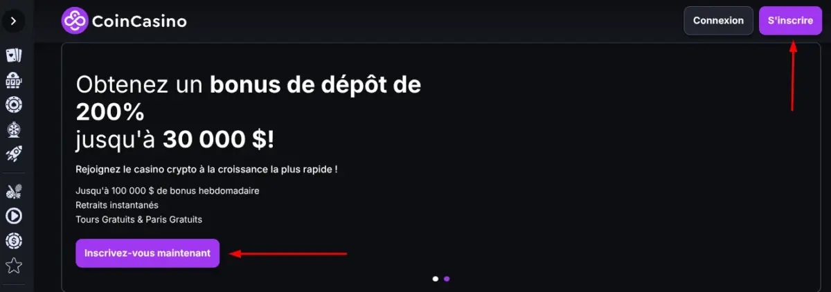 Inscription site paris crypto Coincasino