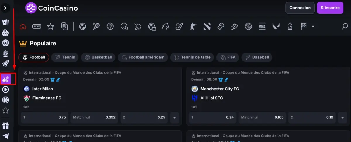 Coincasino placer des paris bitcoin