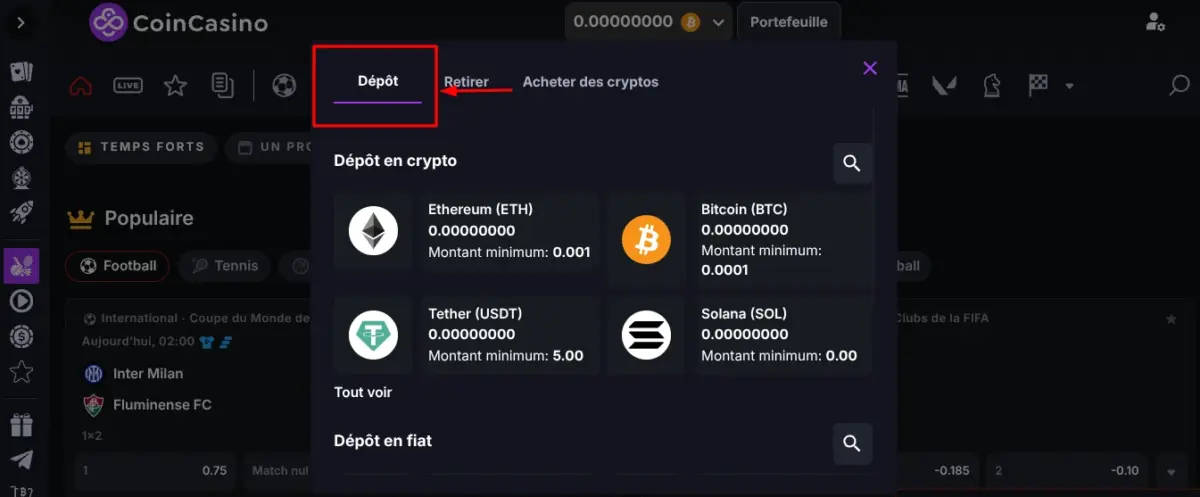paris sportif en crypto coincasino dépôt
