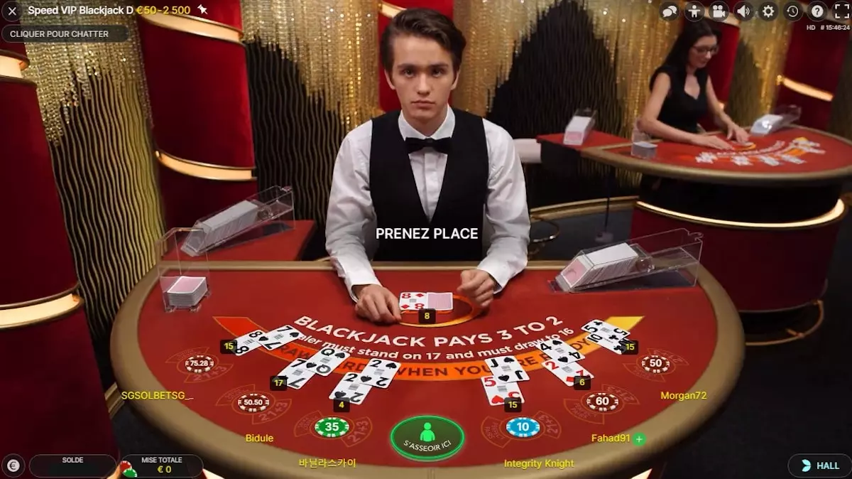 croupier en direct