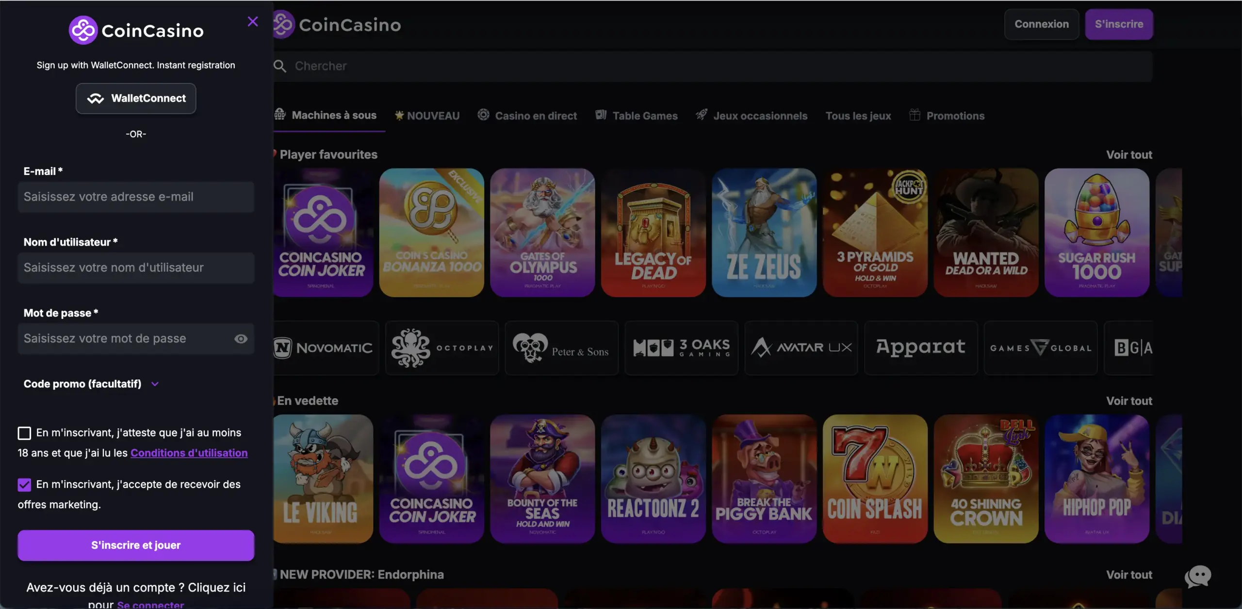 inscription coincasino