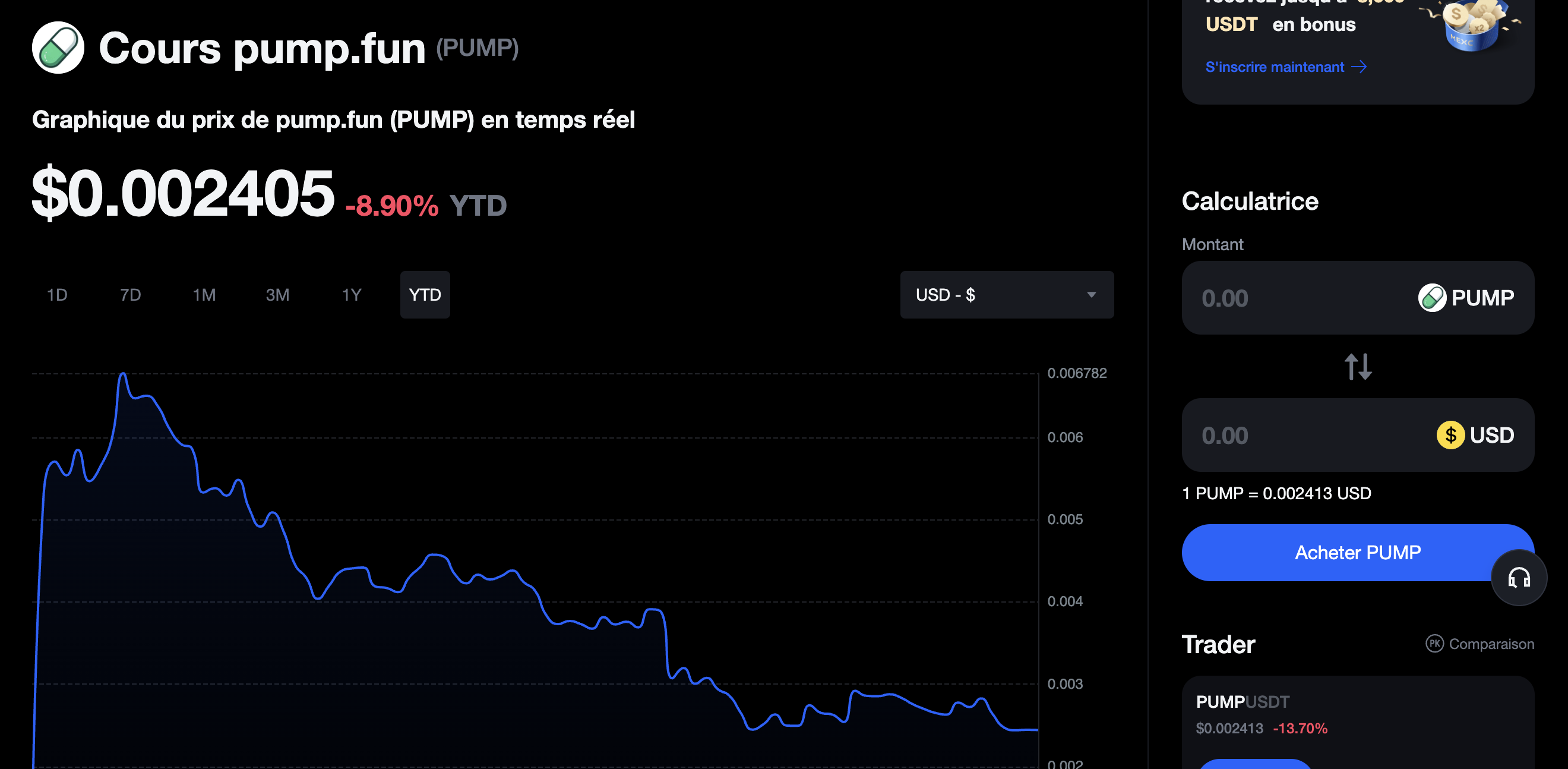 acheter Pump fun sur MEXC