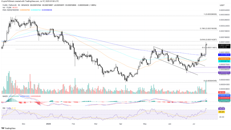 Le prix de Floki - TradingView