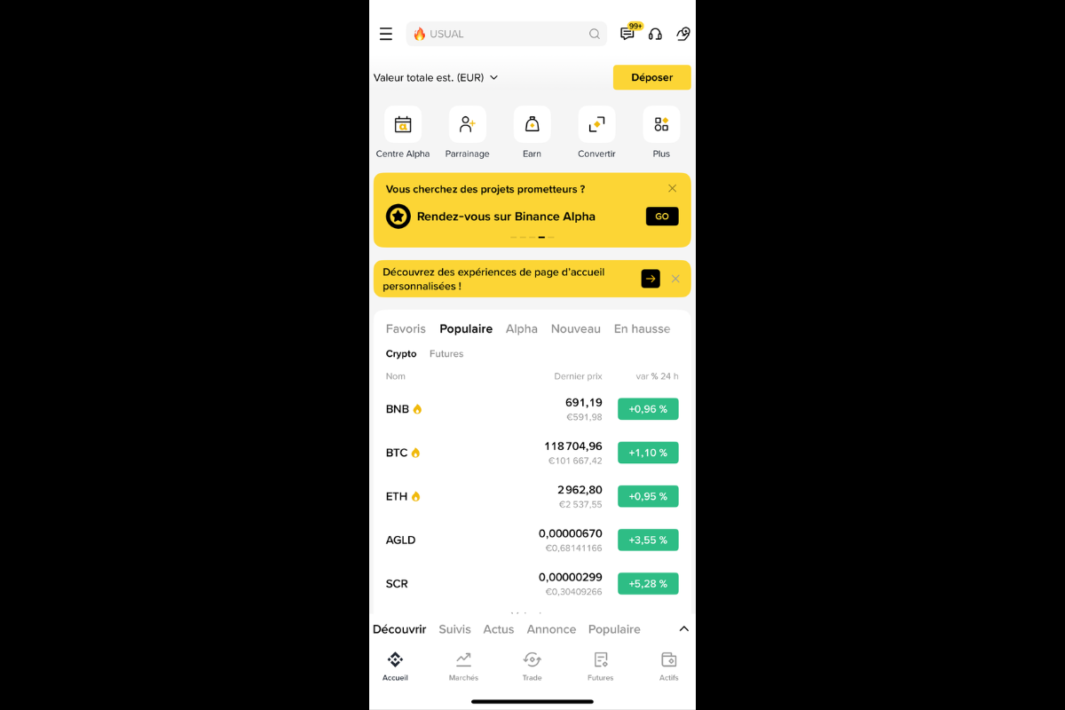 binance pour acheter du bitcoin