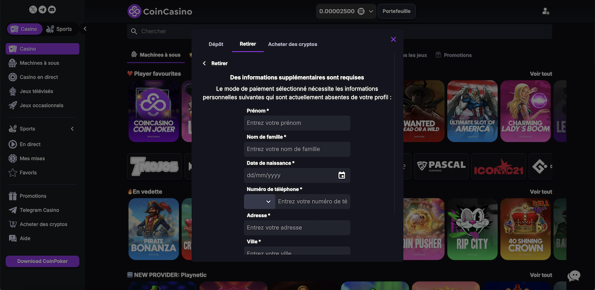 retirer des gains en euro sur un casino bitcoin