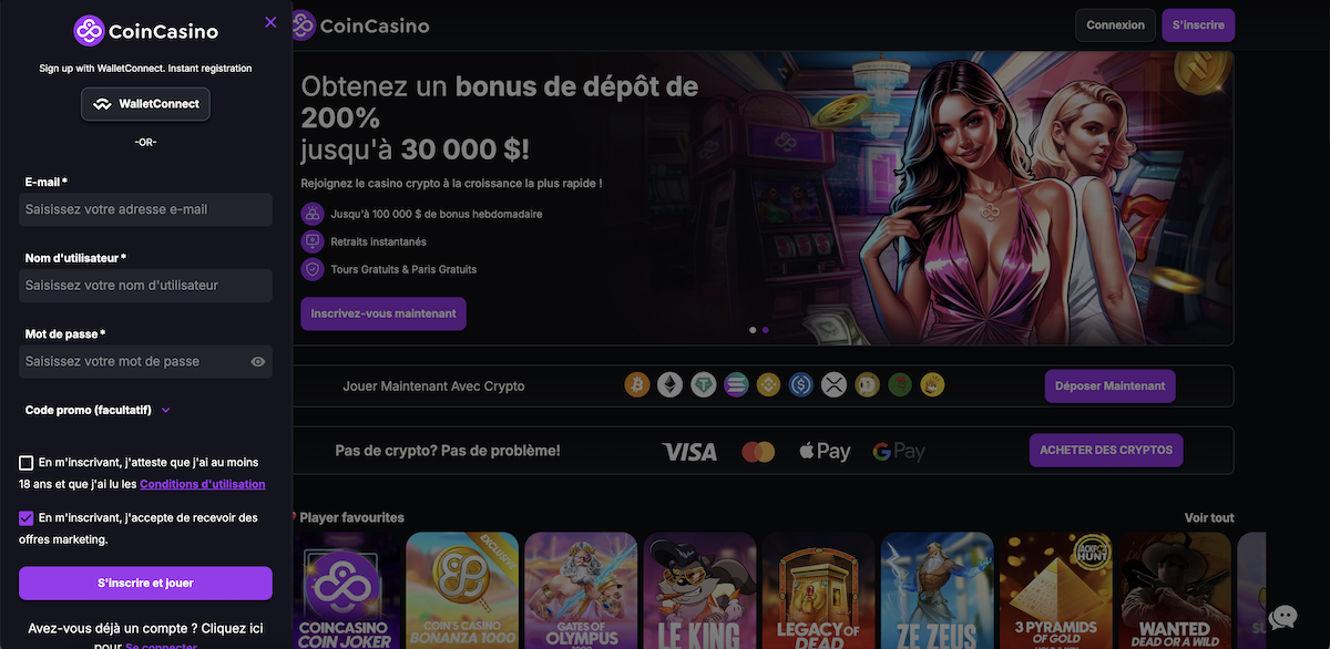 s'inscrire sur un bitcoin casino