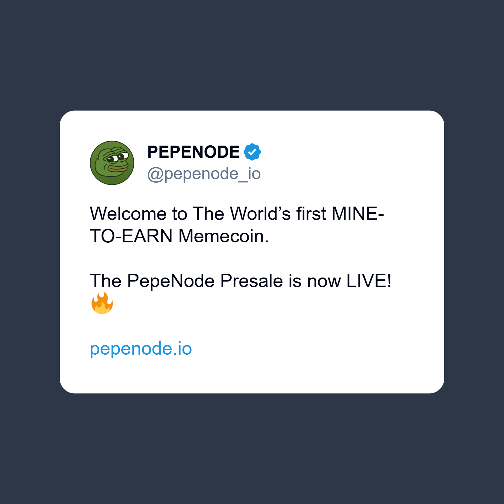 Pepenode tweet