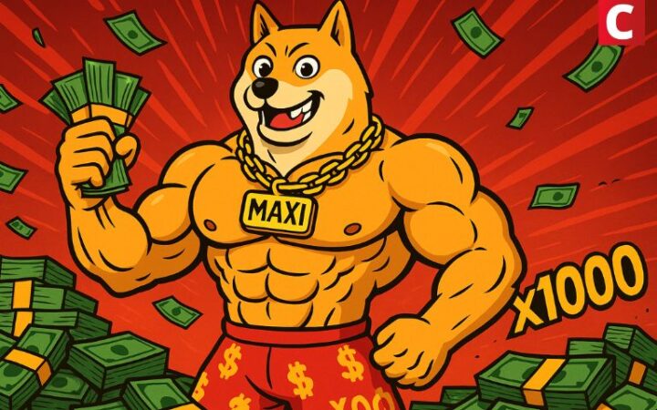 Maxi Doge explose dès sa première semaine : 350 000 $ levés avec le slogan choc “In Gains We Trust” et un objectif x1000