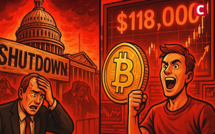 Shutdown à Washington, mais Bitcoin s’envole à 118 000 $