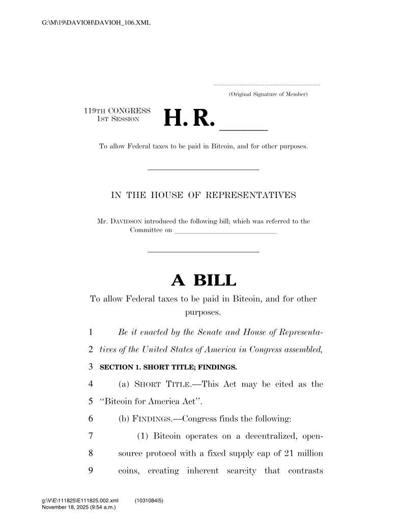 Bitcoin for America Act 