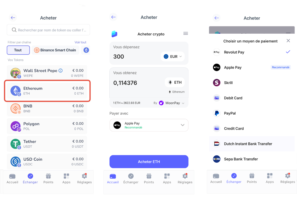 Acheter ETH sur Best Wallet