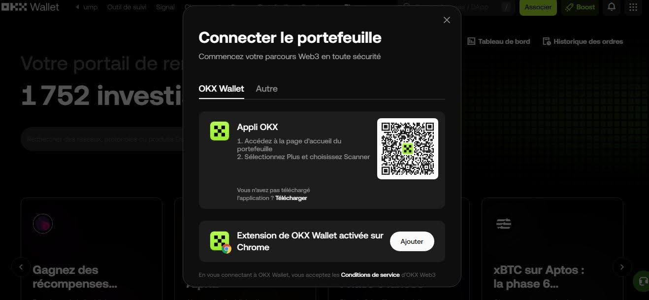 Connecter son portefeuille okx