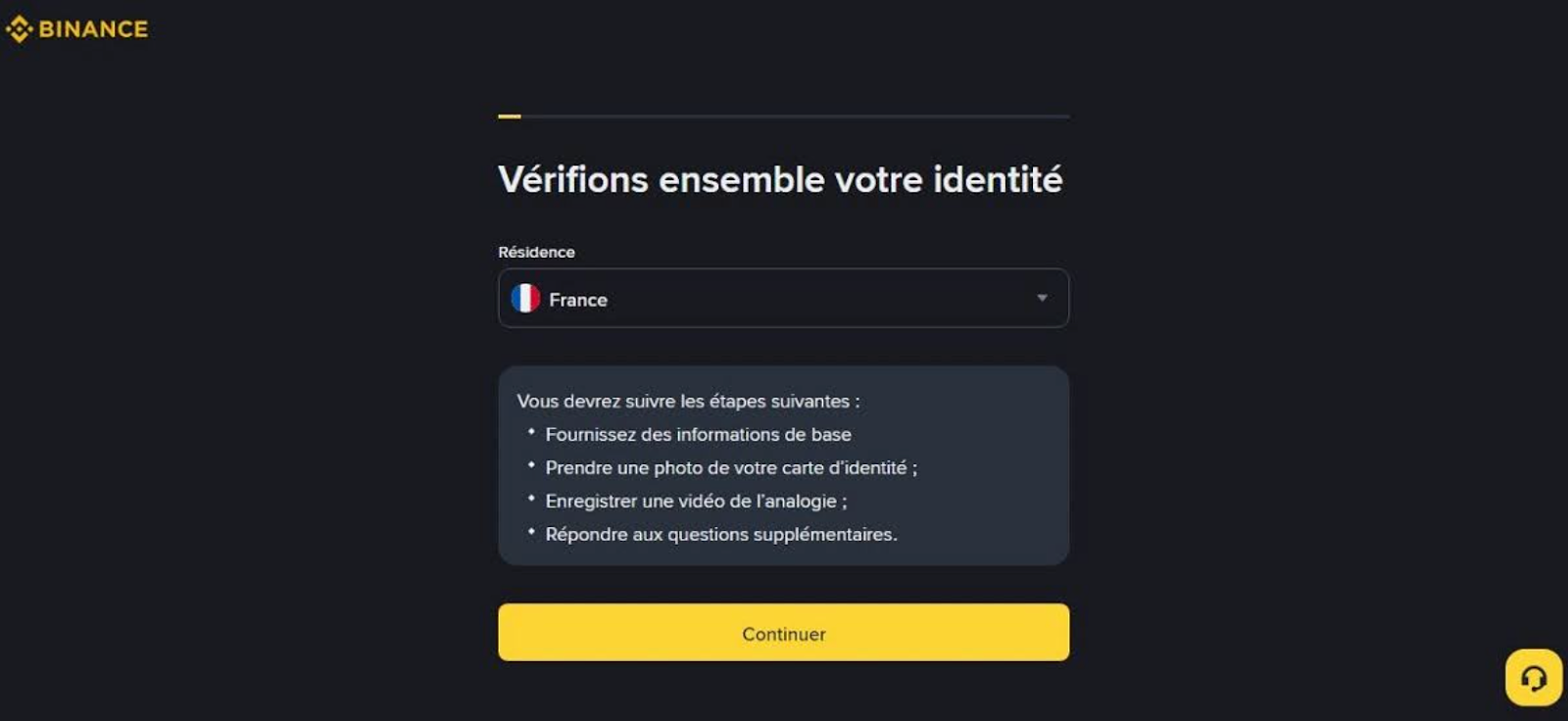 Vérifier son identité sur Binance