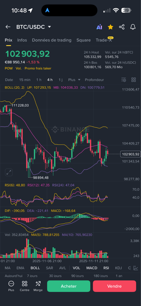 interface mobile trading Binance