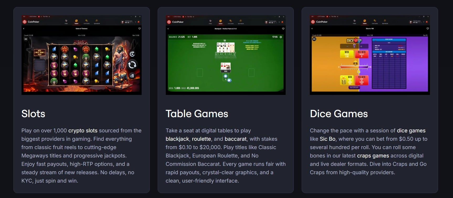 Coinpoker avis - jeux disponibles