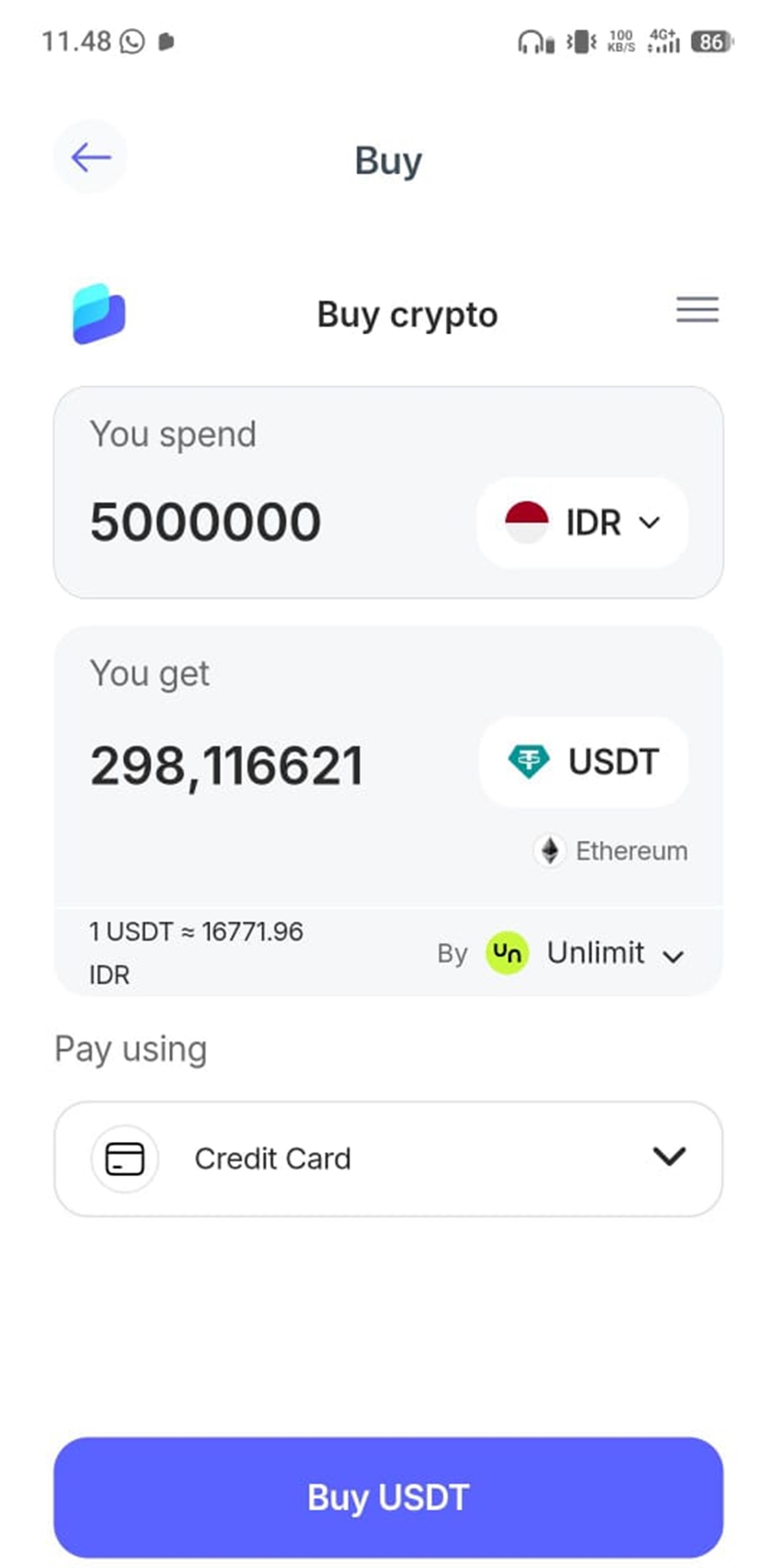 Beli ETH atau USDT