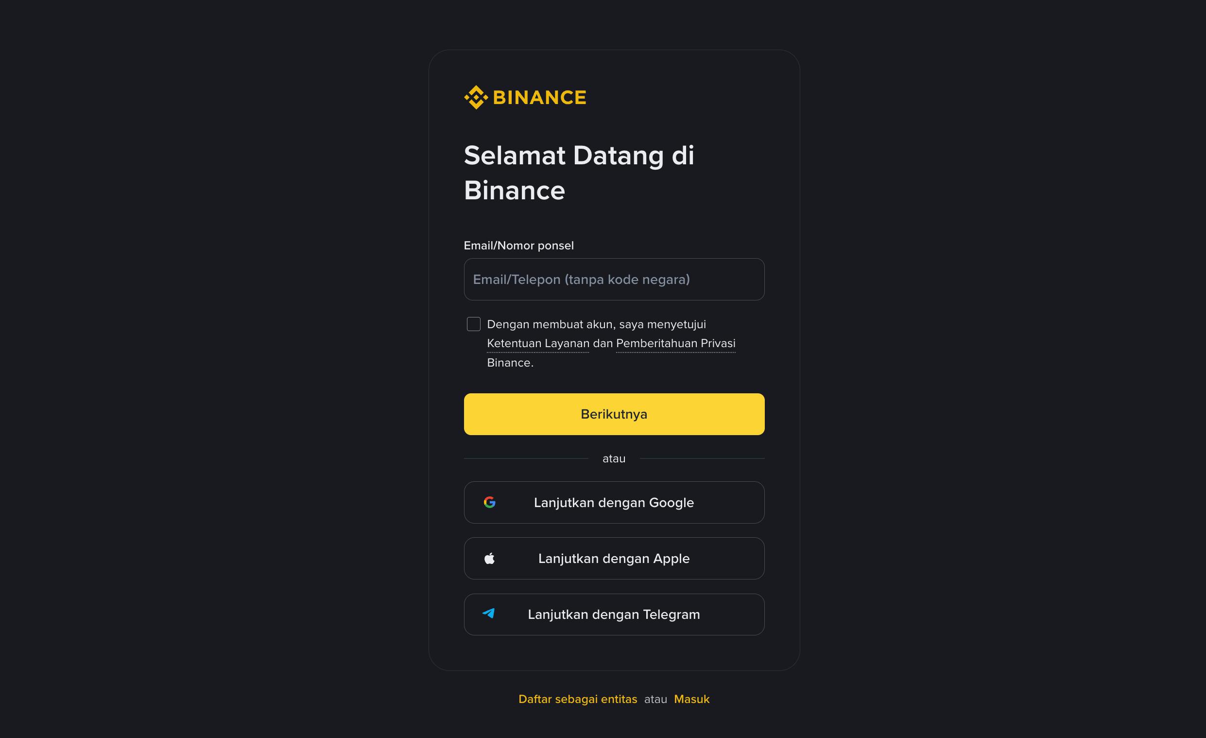 Cara membeli crypto dengan kartu kredit di Binance
