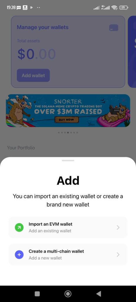 Tambahkan dompet di Best Wallet