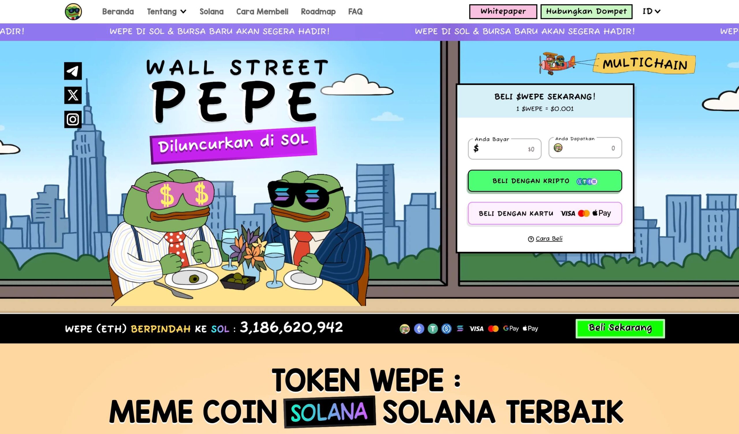 Solana meme coin - wall street pepe